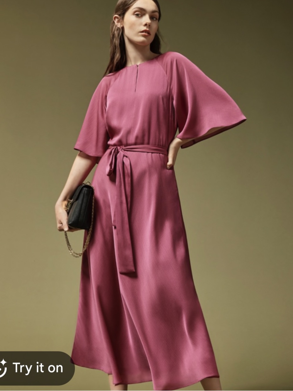 Ted Baker Rose-Mauve Tie-Waist Midi Dress